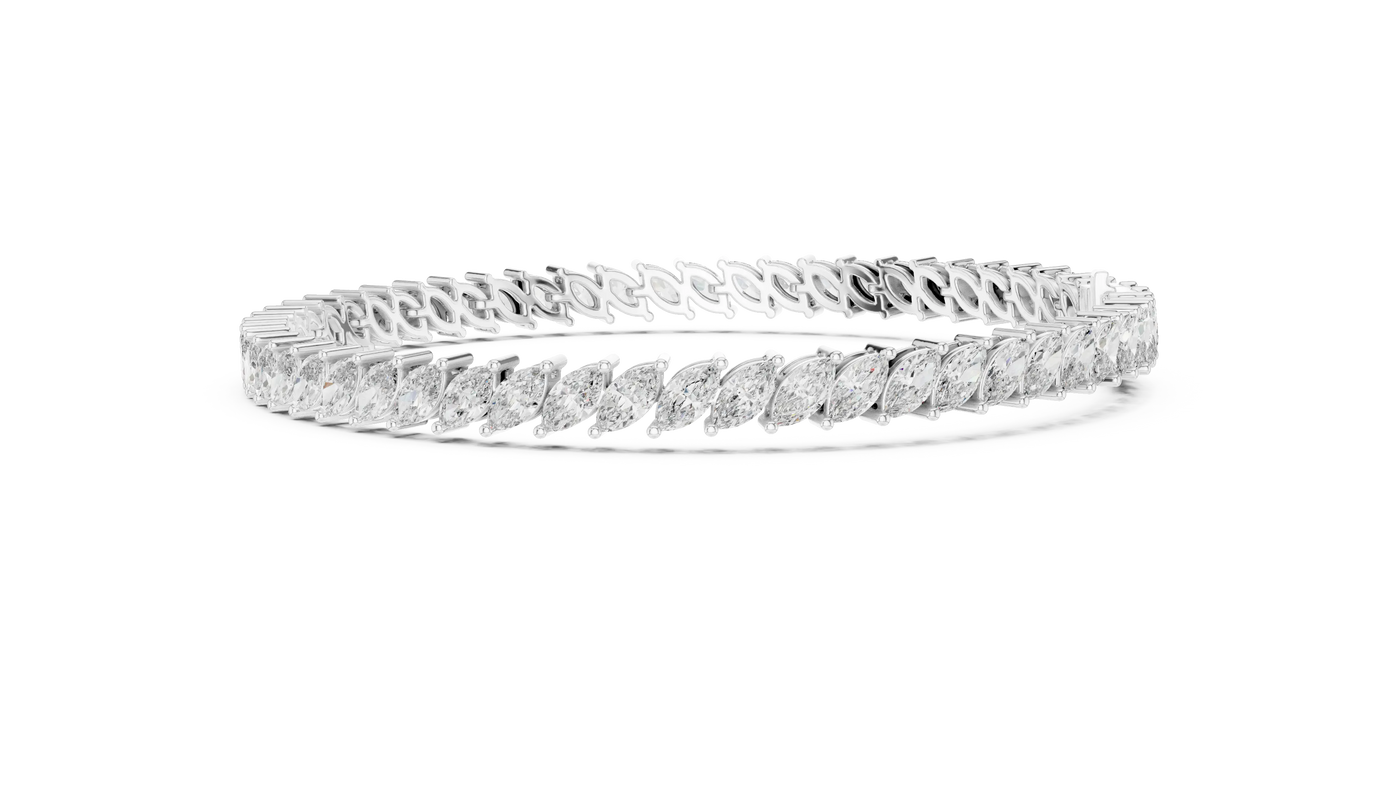 Top View: Princess Cut Diamond Bracelet with Tennis Setting in 14k White Gold - Lab Grown - Driona Jewels