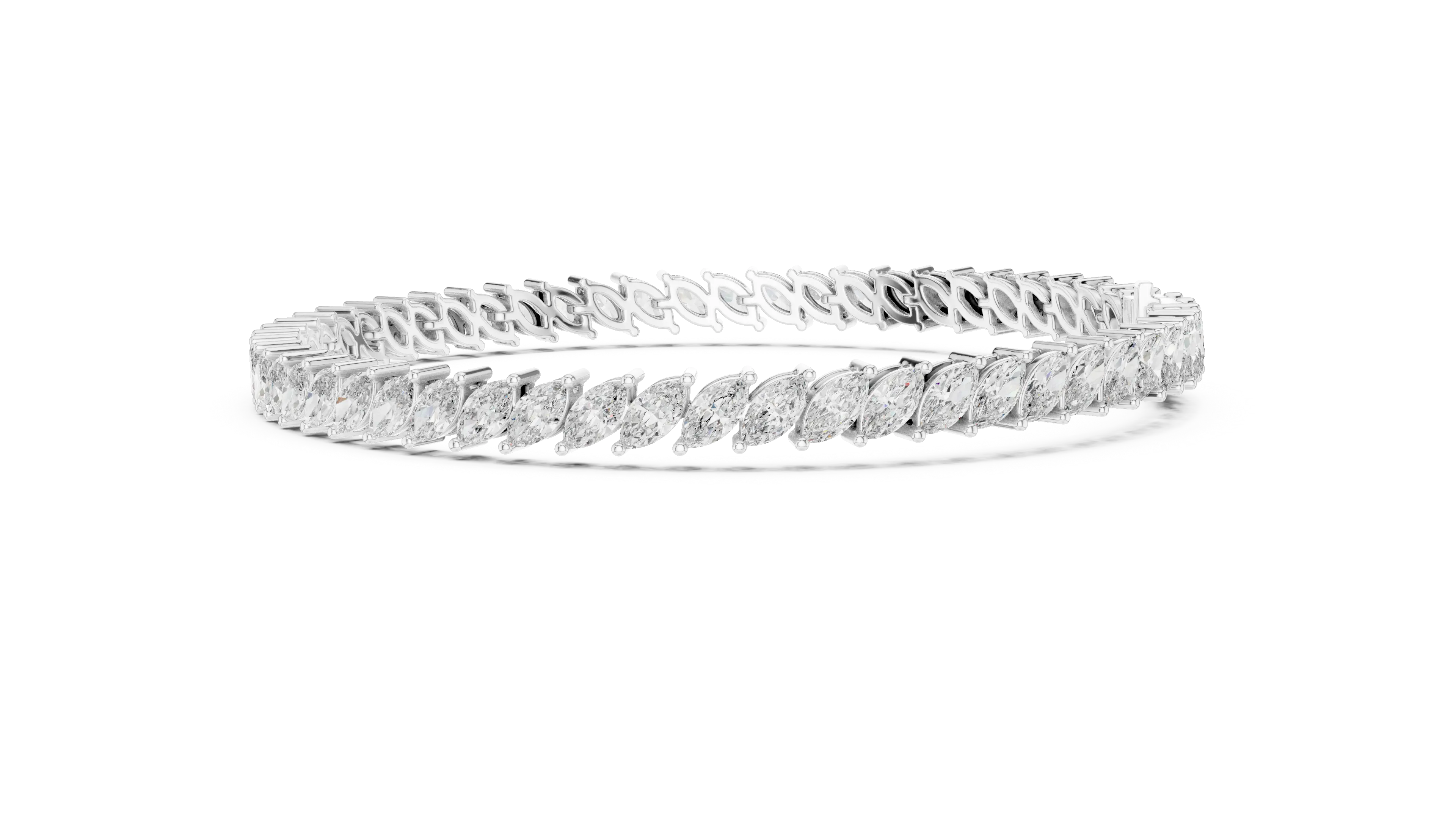 Top View: Princess Cut Diamond Bracelet with Tennis Setting in 14k White Gold - Lab Grown - Driona Jewels