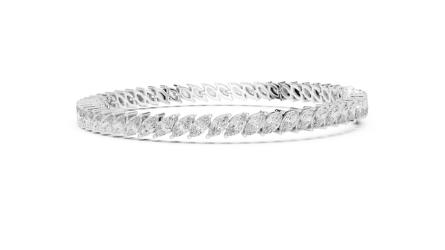 Top View: Princess Cut Diamond Bracelet with Tennis Setting in 14k White Gold - Lab Grown - Driona Jewels