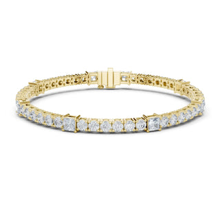 Front View: Princess Cut Diamond Bracelet with Tennis Setting in 14k Yellow Gold - Lab Grown - Driona Jewels