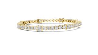 Front View: Princess Cut Diamond Bracelet with Tennis Setting in 14k Yellow Gold - Lab Grown - Driona Jewels
