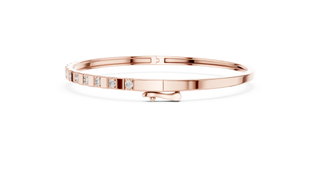 Flat Lay: Round Diamond Bracelet with Bezel Setting in 14k Rose Gold - Lab Grown - Driona Jewels