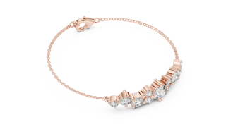 Flat-Lay: Round Diamond Bracelet with Bezel Setting in 14k Rose Gold - Lab Grown - Driona Jewels