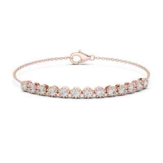 Front View: Round Diamond Bracelet with Bezel Setting in 14k Rose Gold - Lab Grown - Driona Jewels