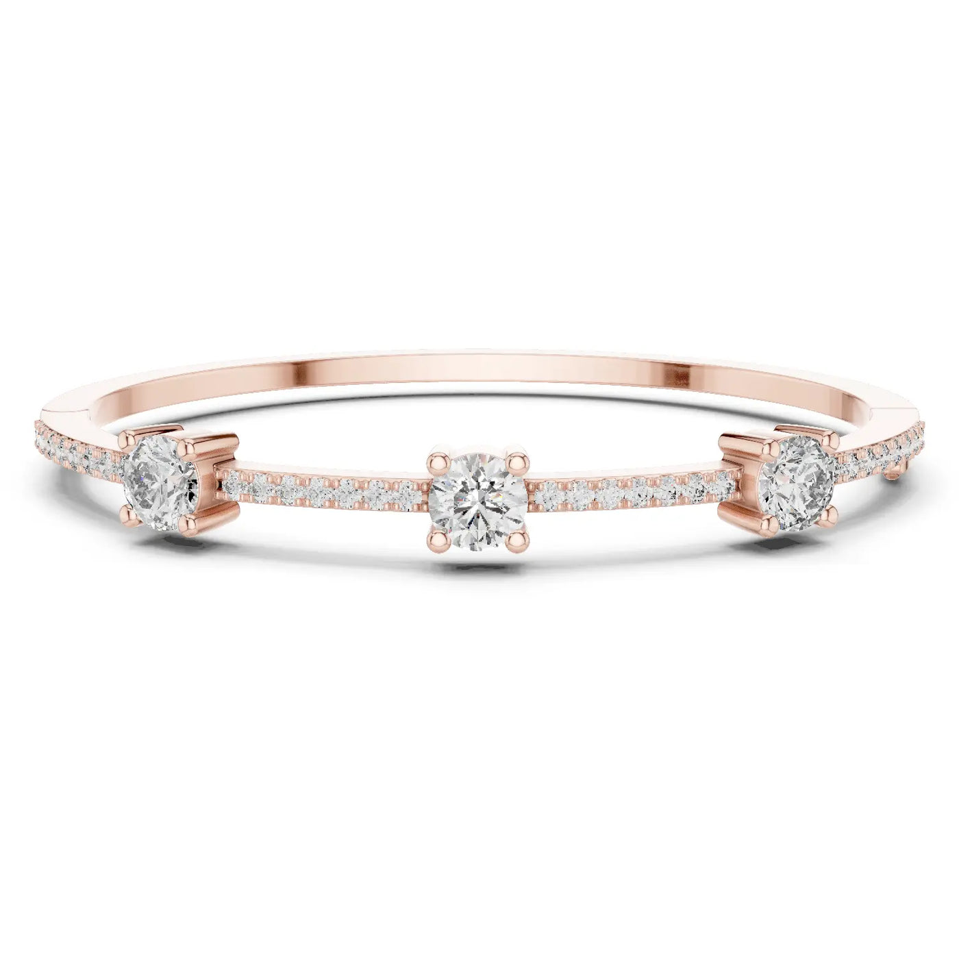 Front View: Round Diamond Bracelet with Bezel Setting in 14k Rose Gold - Lab Grown - Driona Jewels