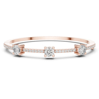 Front View: Round Diamond Bracelet with Bezel Setting in 14k Rose Gold - Lab Grown - Driona Jewels