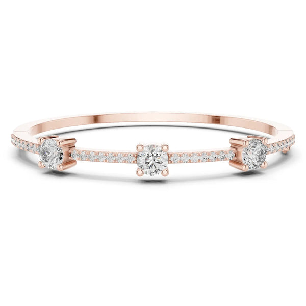 Front View: Round Diamond Bracelet with Bezel Setting in 14k Rose Gold - Lab Grown - Driona Jewels