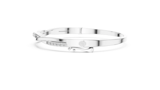 Flat Lay: Round Diamond Bracelet with Bezel Setting in 14k White Gold - Lab Grown - Driona Jewels