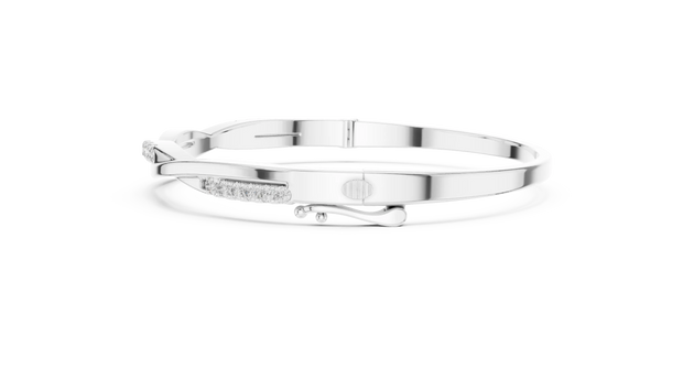 Flat Lay: Round Diamond Bracelet with Bezel Setting in 14k White Gold - Lab Grown - Driona Jewels