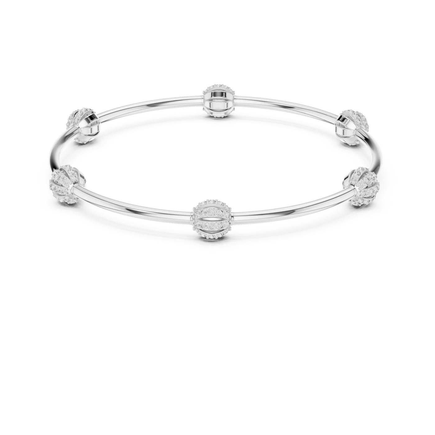 Top View: Round Diamond Bracelet with Bezel Setting in 14k White Gold - Lab Grown - Driona Jewels