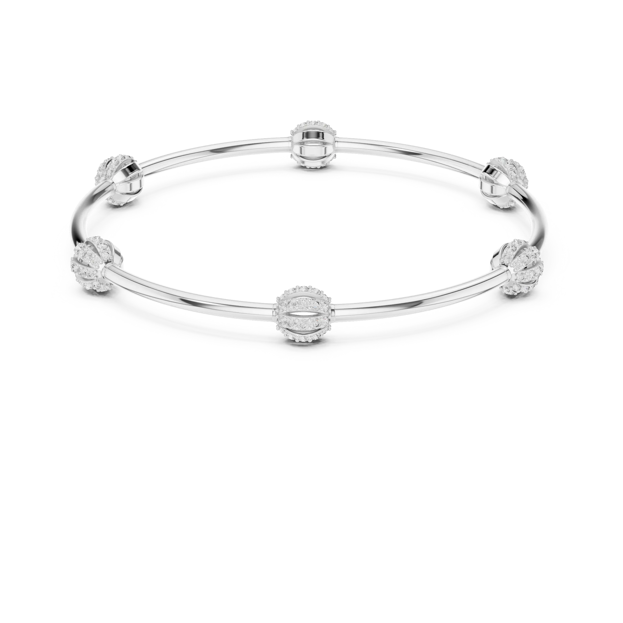 Top View: Round Diamond Bracelet with Bezel Setting in 14k White Gold - Lab Grown - Driona Jewels