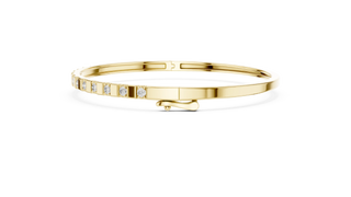 Flat Lay: Round Diamond Bracelet with Bezel Setting in 14k Yellow Gold - Lab Grown - Driona Jewels