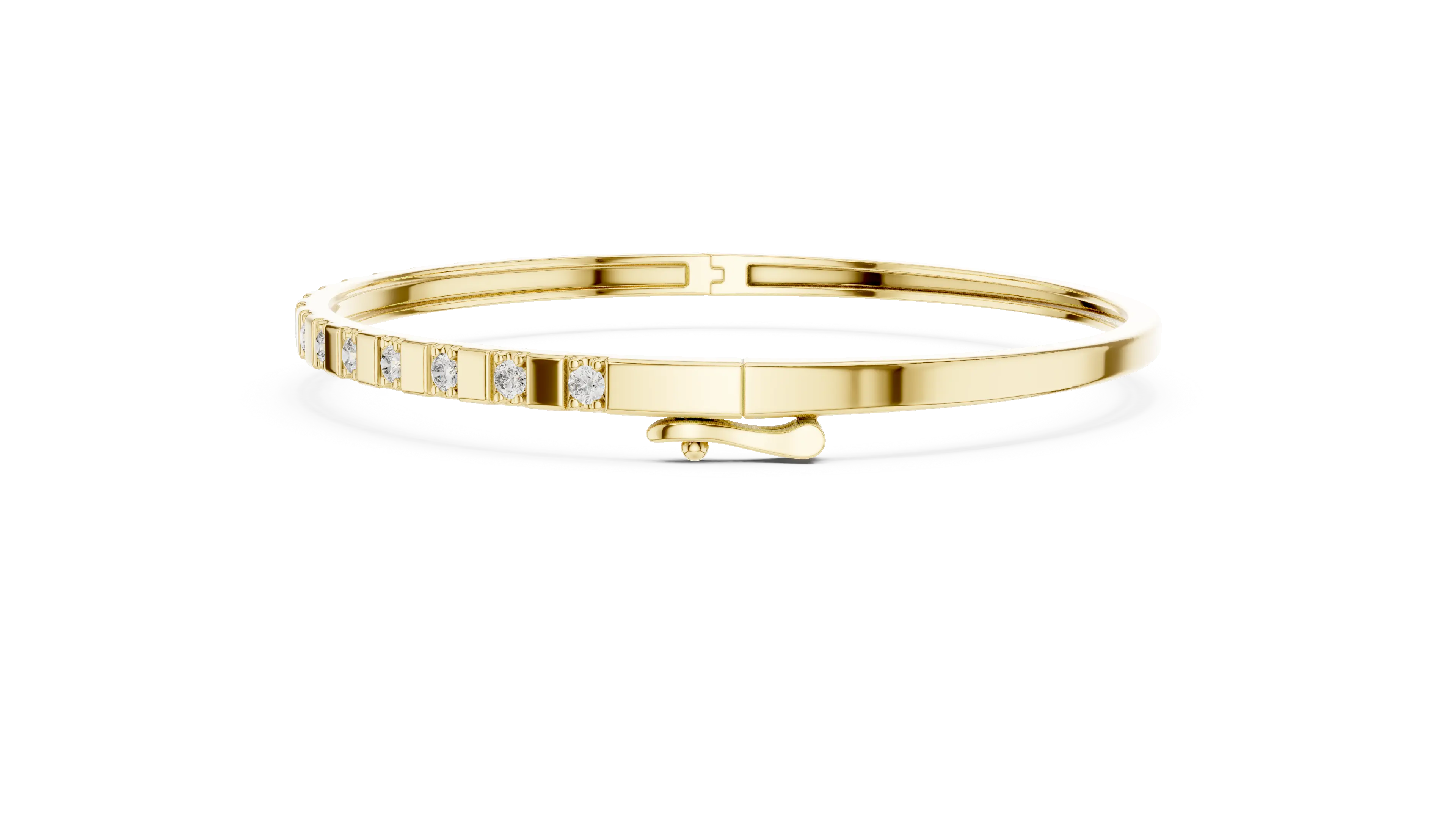 Flat Lay: Round Diamond Bracelet with Bezel Setting in 14k Yellow Gold - Lab Grown - Driona Jewels