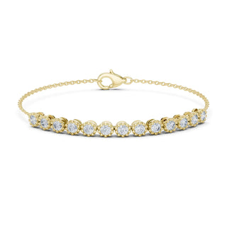 Front-View: Round Diamond Bracelet with Bezel Setting in 14k Yellow Gold - Lab Grown - Driona Jewels