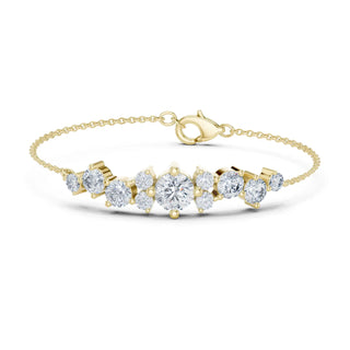 Front View: Round Diamond Bracelet with Bezel Setting in 14k Yellow Gold - Lab Grown - Driona Jewels