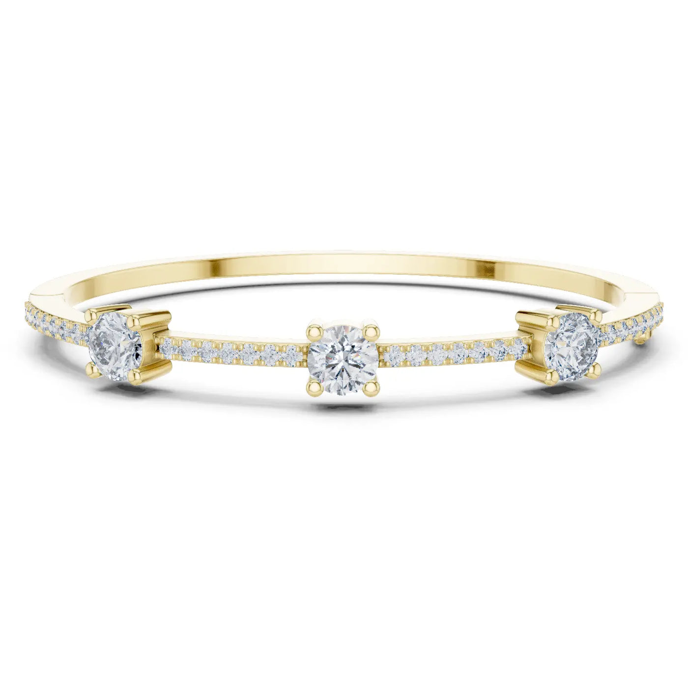 Front View: Round Diamond Bracelet with Bezel Setting in 14k Yellow Gold - Lab Grown - Driona Jewels