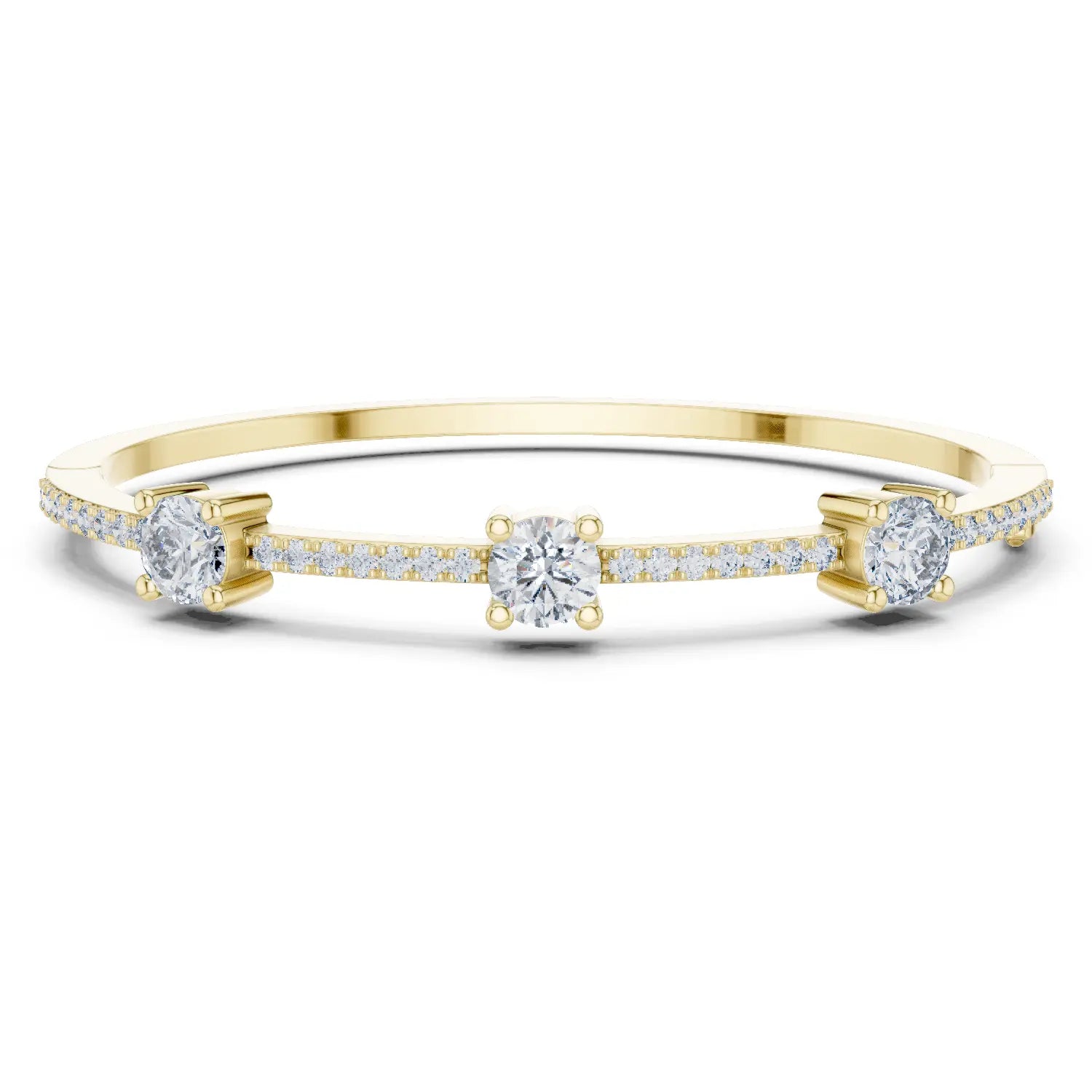 Front View: Round Diamond Bracelet with Bezel Setting in 14k Yellow Gold - Lab Grown - Driona Jewels