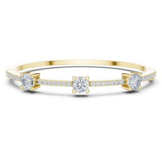 Front View: Round Diamond Bracelet with Bezel Setting in 14k Yellow Gold - Lab Grown - Driona Jewels