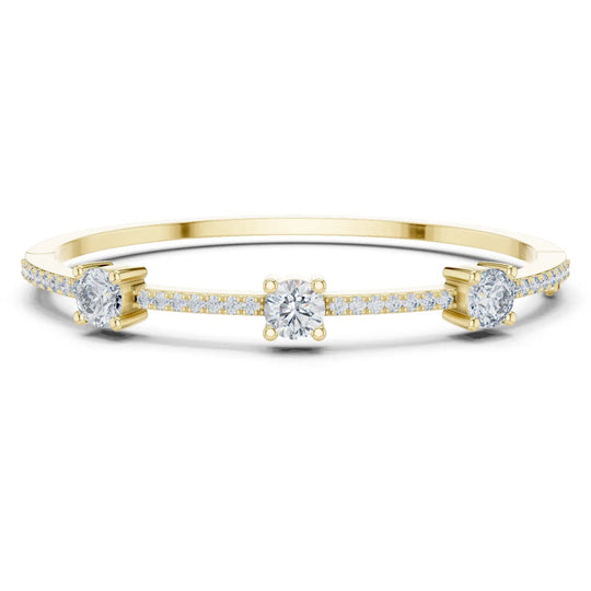 Front View: Round Diamond Bracelet with Bezel Setting in 14k Yellow Gold - Lab Grown - Driona Jewels