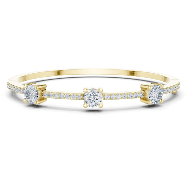 Front View: Round Diamond Bracelet with Bezel Setting in 14k Yellow Gold - Lab Grown - Driona Jewels