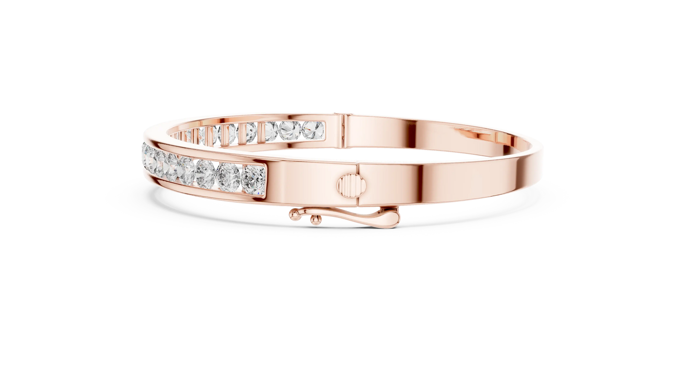 Flat Lay: Round Diamond Bracelet with Channel Setting in 14k Rose Gold - Lab Grown - Driona Jewels