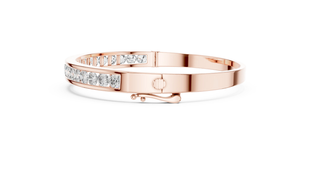Flat Lay: Round Diamond Bracelet with Channel Setting in 14k Rose Gold - Lab Grown - Driona Jewels
