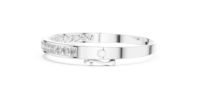 Flat Lay: Round Diamond Bracelet with Channel Setting in 14k White Gold - Lab Grown - Driona Jewels