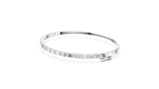 Flat Lay: Round Diamond Bracelet with Channel Setting in 14k White Gold - Lab Grown - Driona Jewels