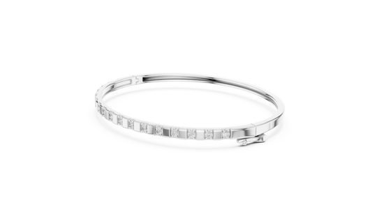 Flat Lay: Round Diamond Bracelet with Channel Setting in 14k White Gold - Lab Grown - Driona Jewels