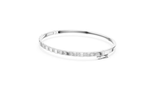 Flat Lay: Round Diamond Bracelet with Channel Setting in 14k White Gold - Lab Grown - Driona Jewels