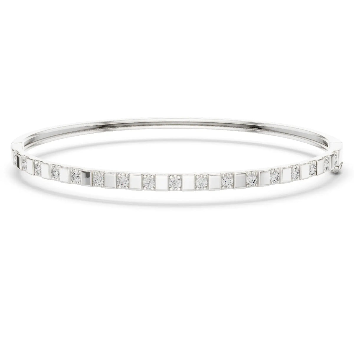 Front View: Round Diamond Bracelet with Channel Setting in 14k White Gold - Lab Grown - Driona Jewels