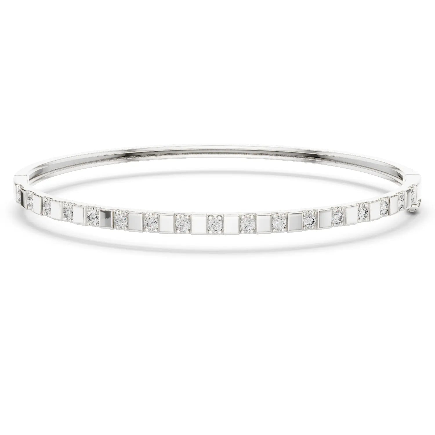 Front View: Round Diamond Bracelet with Channel Setting in 14k White Gold - Lab Grown - Driona Jewels