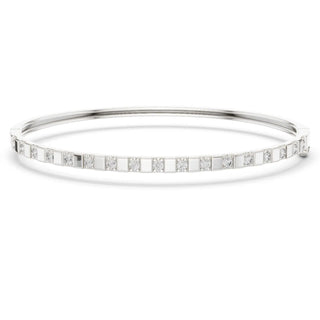 Front View: Round Diamond Bracelet with Channel Setting in 14k White Gold - Lab Grown - Driona Jewels