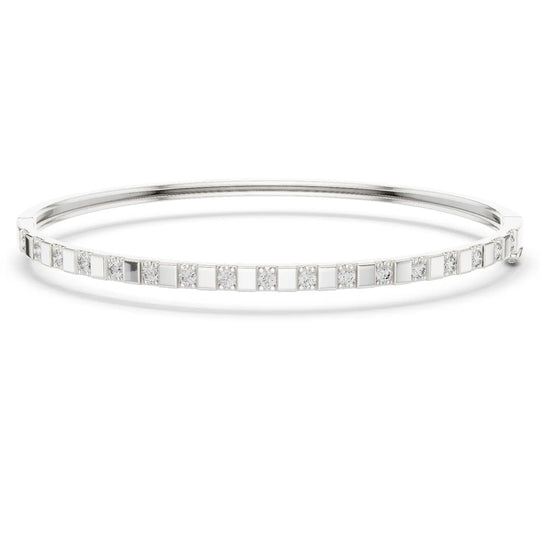 Front View: Round Diamond Bracelet with Channel Setting in 14k White Gold - Lab Grown - Driona Jewels