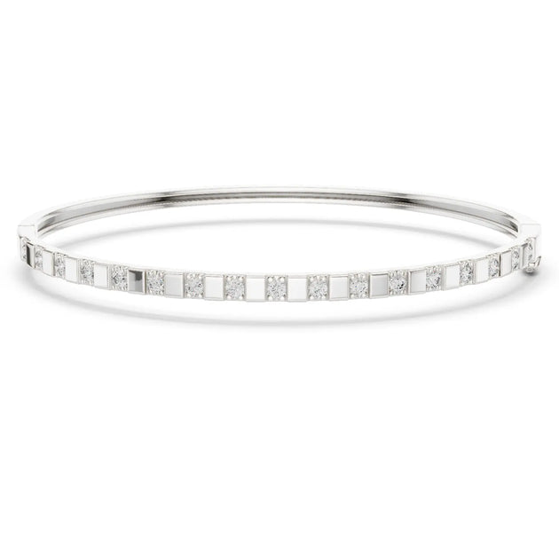 Front View: Round Diamond Bracelet with Channel Setting in 14k White Gold - Lab Grown - Driona Jewels