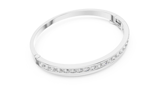 Three-quarter-view: Round Diamond Bracelet with Channel Setting in 14k White Gold - Lab Grown - Driona Jewels