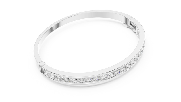 Three-quarter-view: Round Diamond Bracelet with Channel Setting in 14k White Gold - Lab Grown - Driona Jewels