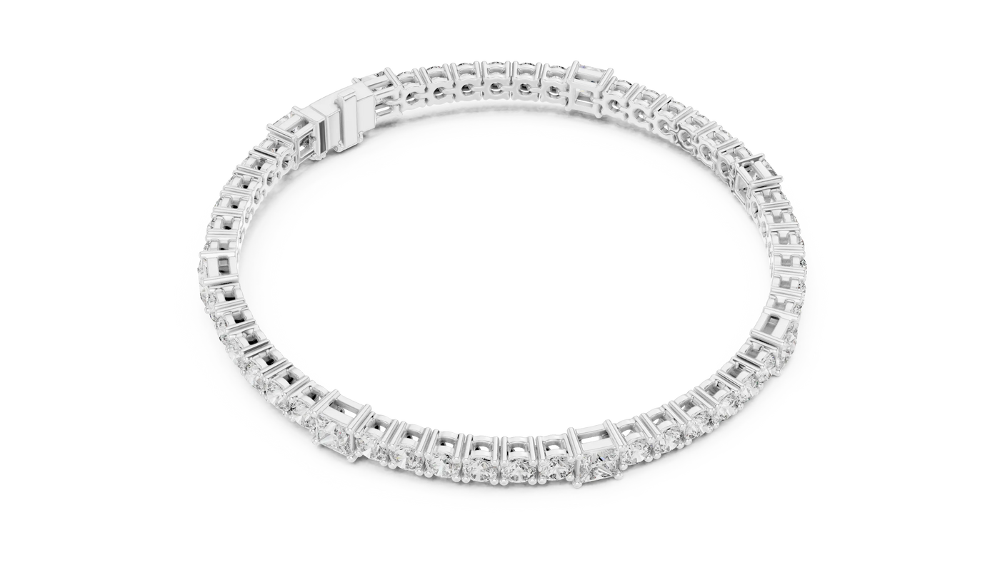 Top View: Round Diamond Bracelet with Channel Setting in 14k White Gold - Lab Grown - Driona Jewels