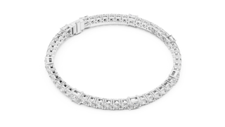 Top View: Round Diamond Bracelet with Channel Setting in 14k White Gold - Lab Grown - Driona Jewels