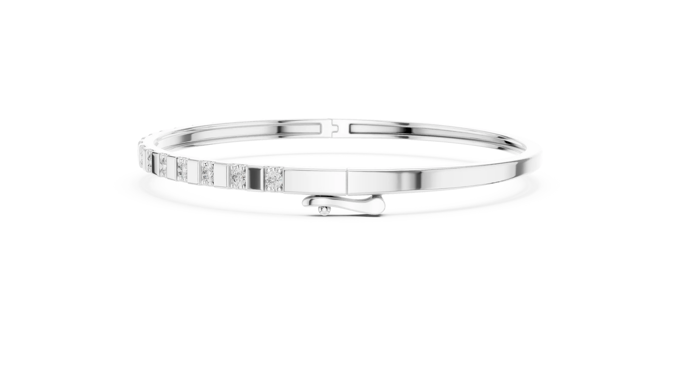 Top View: Round Diamond Bracelet with Channel Setting in 14k White Gold - Lab Grown - Driona Jewels