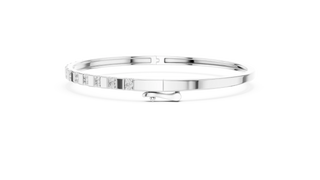 Top View: Round Diamond Bracelet with Channel Setting in 14k White Gold - Lab Grown - Driona Jewels