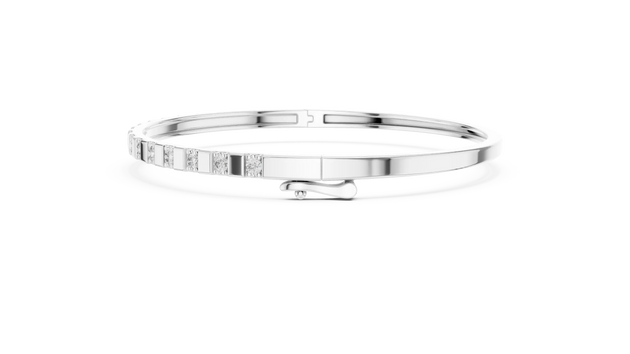 Top View: Round Diamond Bracelet with Channel Setting in 14k White Gold - Lab Grown - Driona Jewels