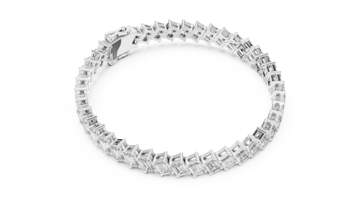 Top View: Round Diamond Bracelet with Channel Setting in 14k White Gold - Lab Grown - Driona Jewels