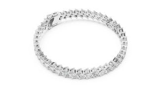 Top View: Round Diamond Bracelet with Channel Setting in 14k White Gold - Lab Grown - Driona Jewels