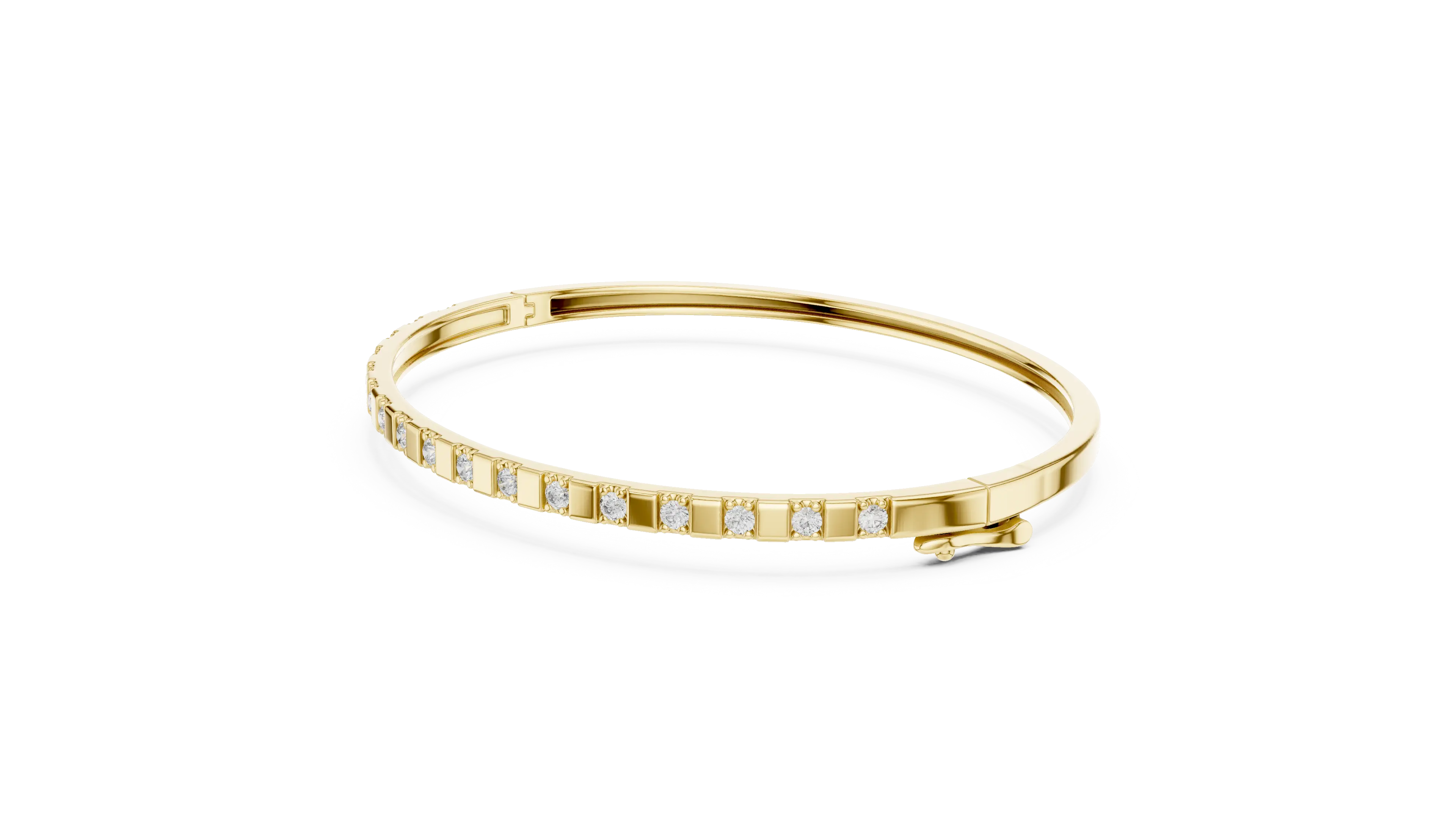 Flat Lay: Round Diamond Bracelet with Channel Setting in 14k Yellow Gold - Lab Grown - Driona Jewels