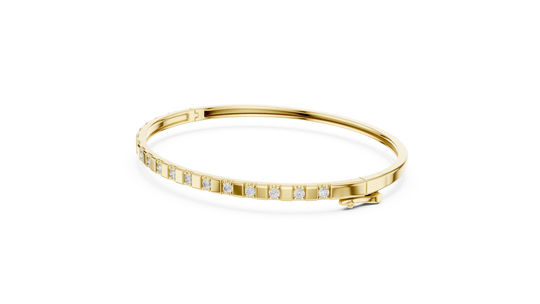Flat Lay: Round Diamond Bracelet with Channel Setting in 14k Yellow Gold - Lab Grown - Driona Jewels