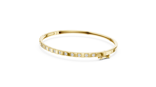 Flat Lay: Round Diamond Bracelet with Channel Setting in 14k Yellow Gold - Lab Grown - Driona Jewels