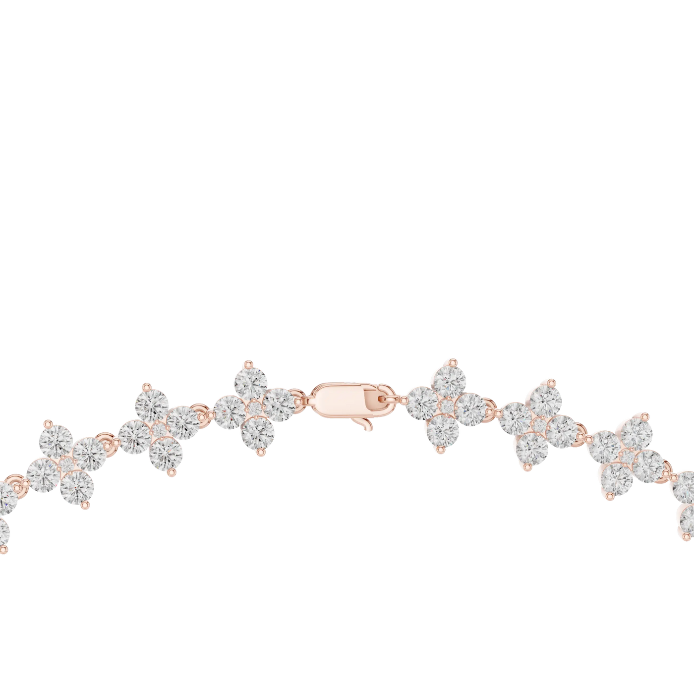 Front View: Round Diamond Bracelet with Cluster Setting in 14k Rose Gold - Lab Grown - Driona Jewels