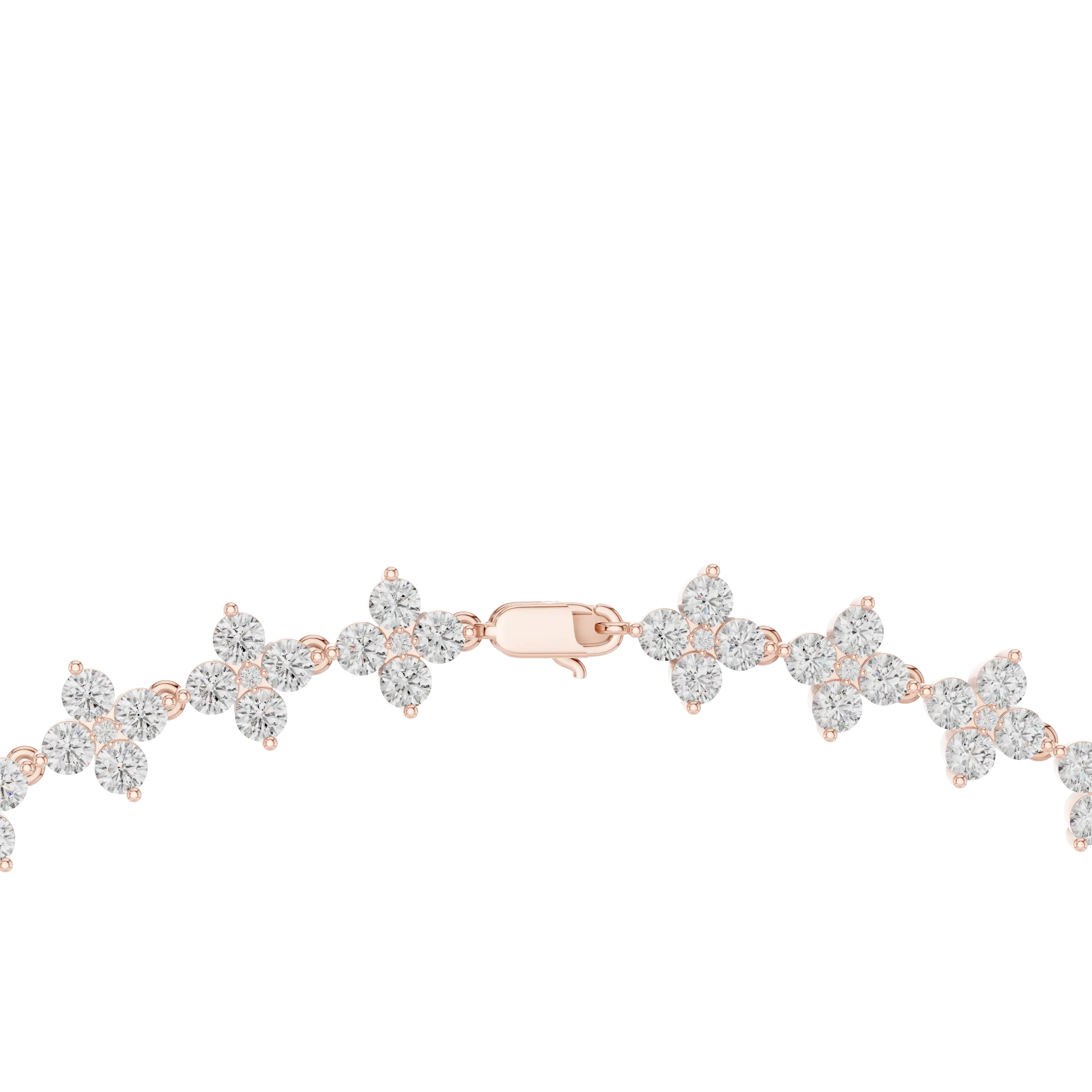 Front View: Round Diamond Bracelet with Cluster Setting in 14k Rose Gold - Lab Grown - Driona Jewels