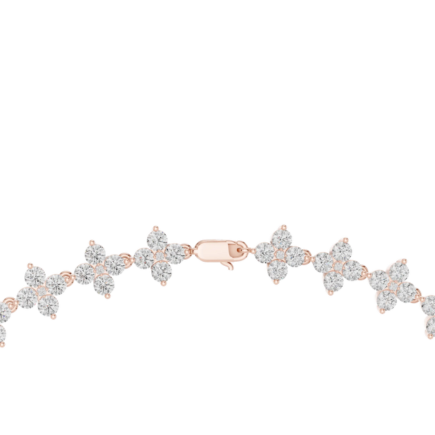 Front View: Round Diamond Bracelet with Cluster Setting in 14k Rose Gold - Lab Grown - Driona Jewels